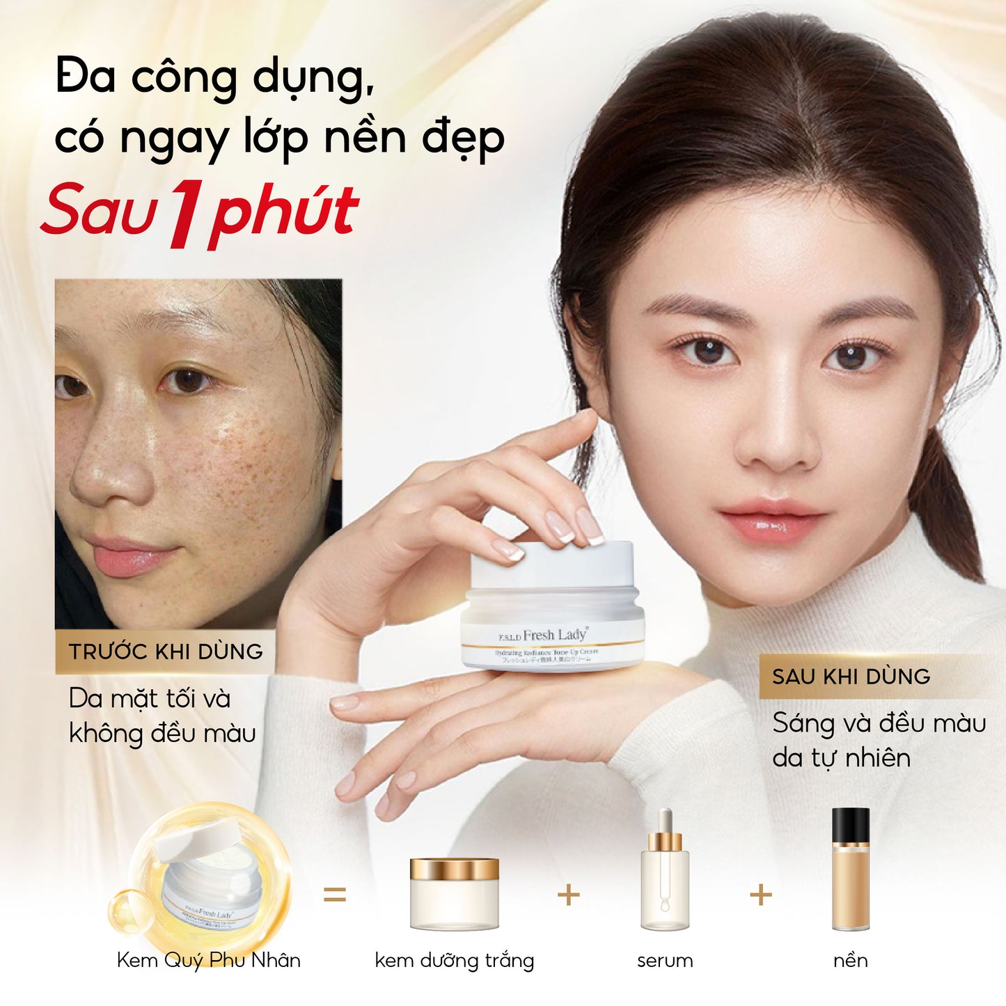 Fresh Lady – Kem Dưỡng Trắng Da Đa Tác Dụng: Vừa Nâng Tone, Vừa Mờ Nám, Lại Che Khuyết Điểm!